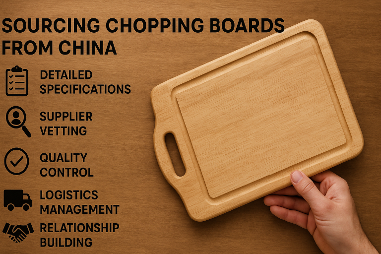 A clear, summarized visual representation of the ultimate actionable steps for sourcing chopping boards from China. The graphic synthesizes key strategic pillars including detailed specification, rigorous supplier vetting, comprehensive quality control, efficient logistics management, and strategic relationship building, serving as a concise executive summary of the guide's recommendations.