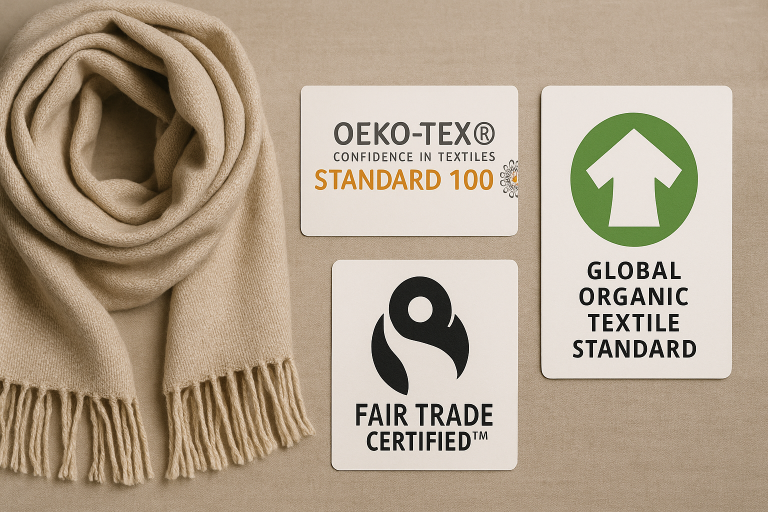 A visual representation of key certifications (Oeko-Tex, GOTS, Fair Trade) relevant for `sustainable sourcing China scarf supplies`, aiding in comprehensive supplier evaluation and risk assessment.