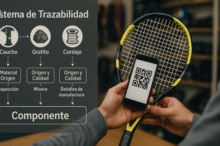 Ilustración de un sistema de trazabilidad para componentes de enis, mostrando cómo yo monitorizo el origen y la calidad de los materiales clave a lo largo de la cadena de suministro.